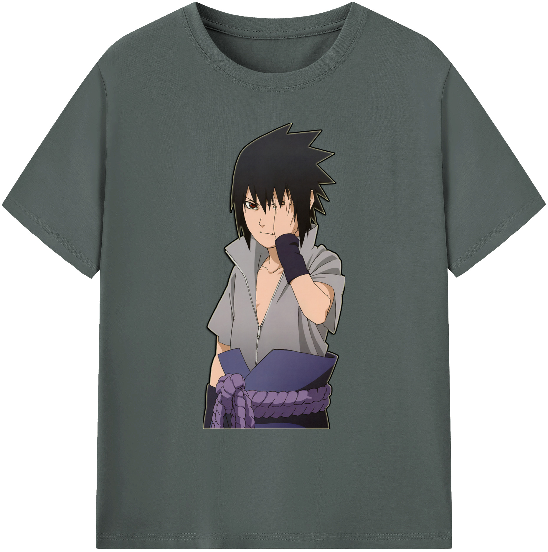 （画像用） NARUTO -ナルト- うちは サスケ Uchiha Sasuke 綿100％ メンズ半袖Tシャツ｜肌触りやわらか＆通気性